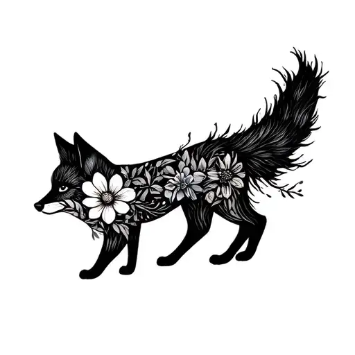 Fox Turning Into Flowers