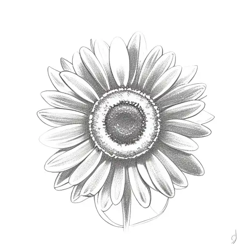 A Sketch Of A Cross Intertwined With A Daisy Flower