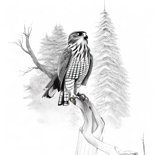 Nature And Trees And A Hawk