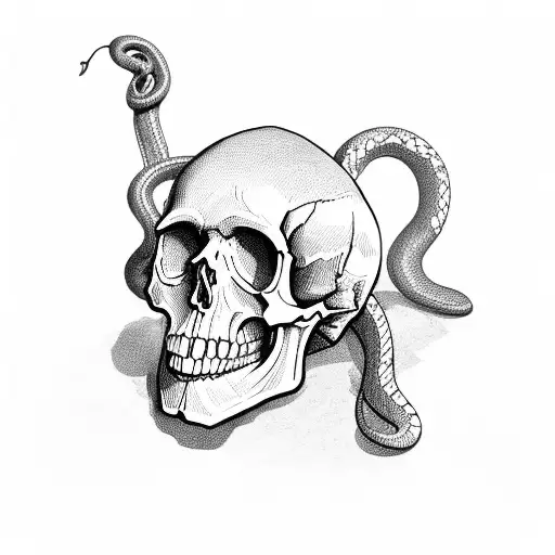 Skull With Snake Comming Of Off It