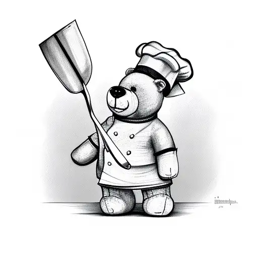 Teddy Bear Wearing A Chef's Hat And Holding A Cooking Spatula