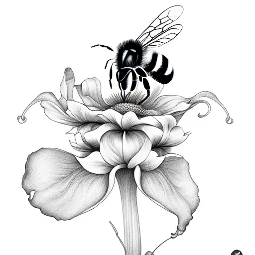 Bee Landing On Morning Glory Vine