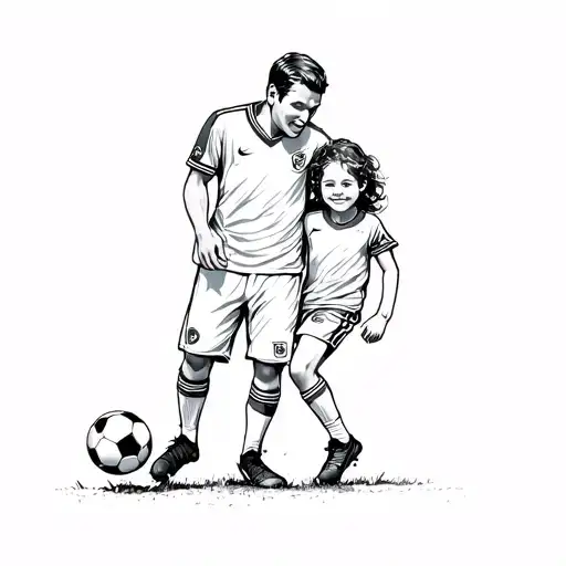 A Man And A Child At A Soccer Game