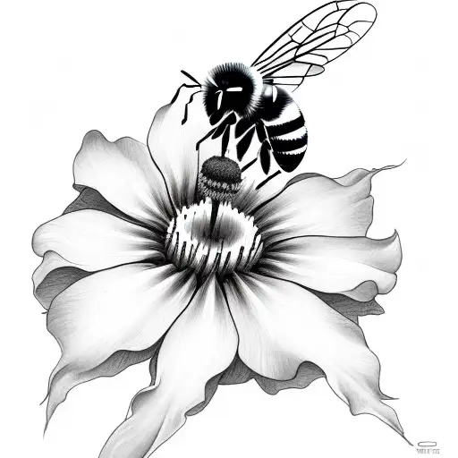 Bee Landing On Morning Glory Vine