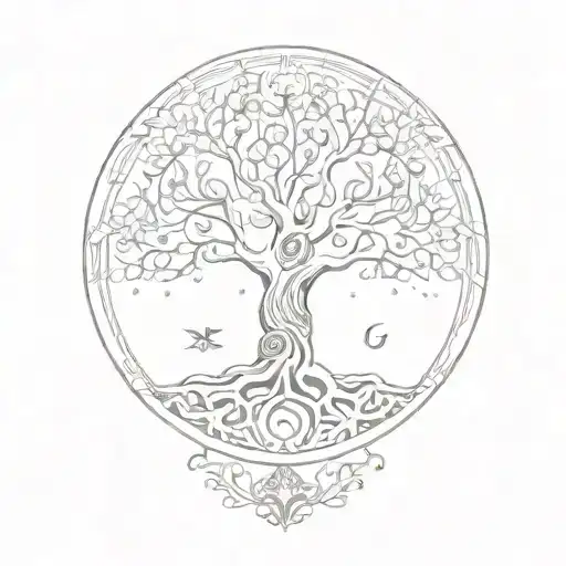 Tree Of Life With Day And Night Motifs