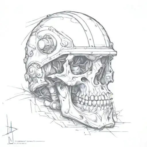 A Skull Wearing A Helmet