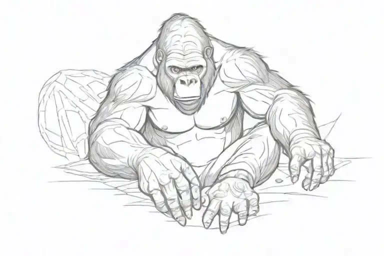 Gorilla With Fists On The Ground