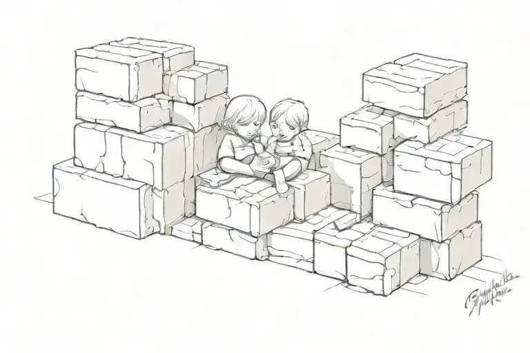 Bricks With Granny's Baby Wrote In The Middle 3D Representation