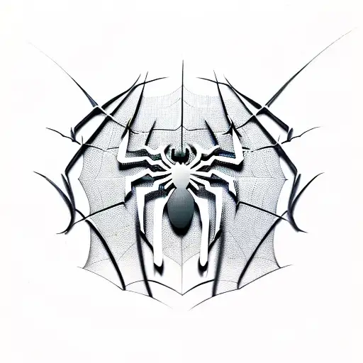 Spiderman Logo Intertwined With A Spider Web