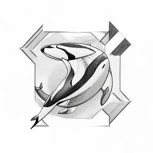 A Sketch-like Design Of An Orca And Arrow Intertwined