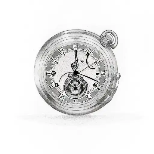 Tattoo Of A Pocket Watch With The Hands Pointing To The Time Of Birth And Death