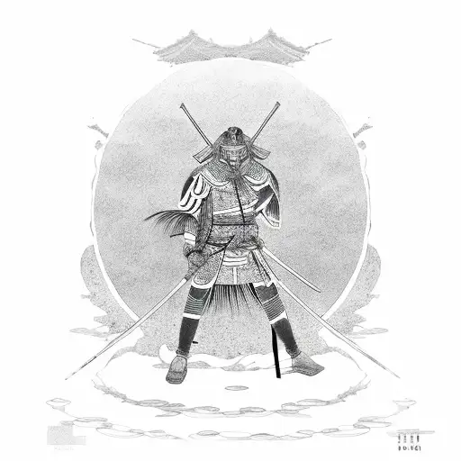 Mirror Reflecting A Mythical Japanese Warrior