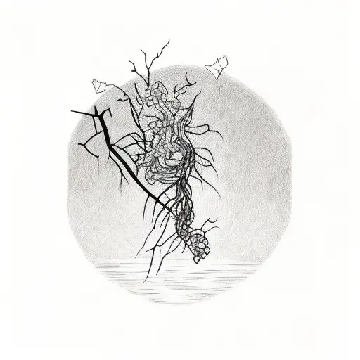 Vines With Sunset In A Rectangle