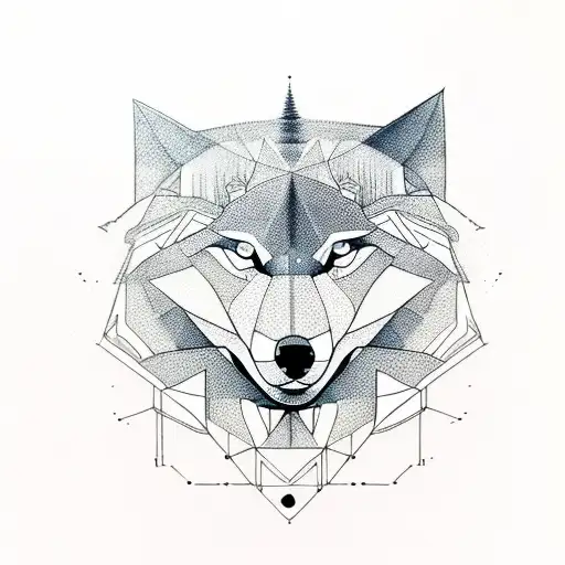 A Geometric Wolf Design Representing The Importance Of Family