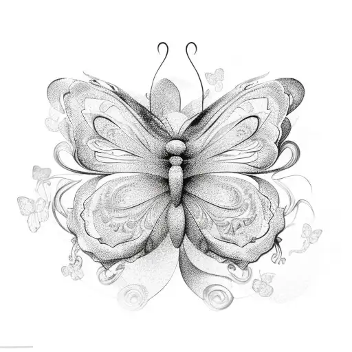 A Floral Pattern Forming The Shape Of A Butterfly