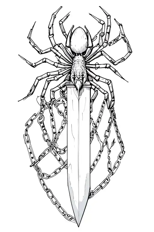 Dagger With Chain And Spider