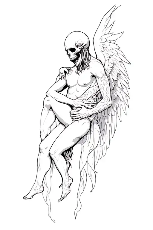 Death Angel Holding Woman In His Arm