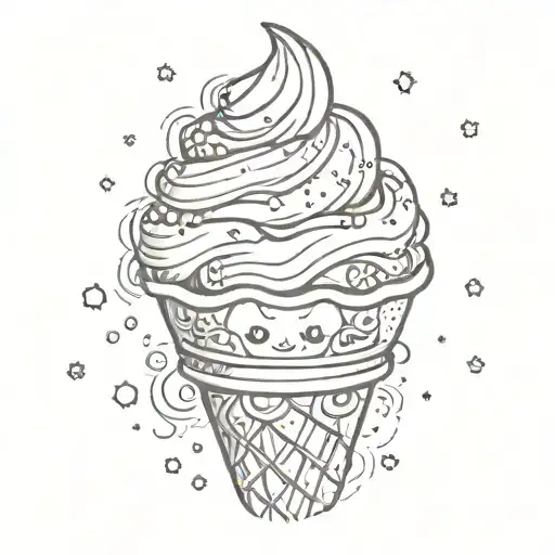 Happy Face Vanilla Chocolates Swirl Ice Cream Cone With Chinese Sprinkles