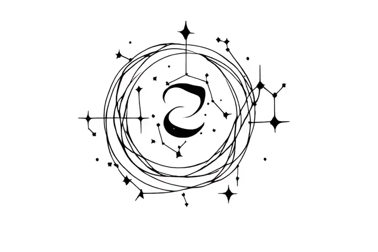 Tiny Seven Tattoo With Aries Constellation Intertwined