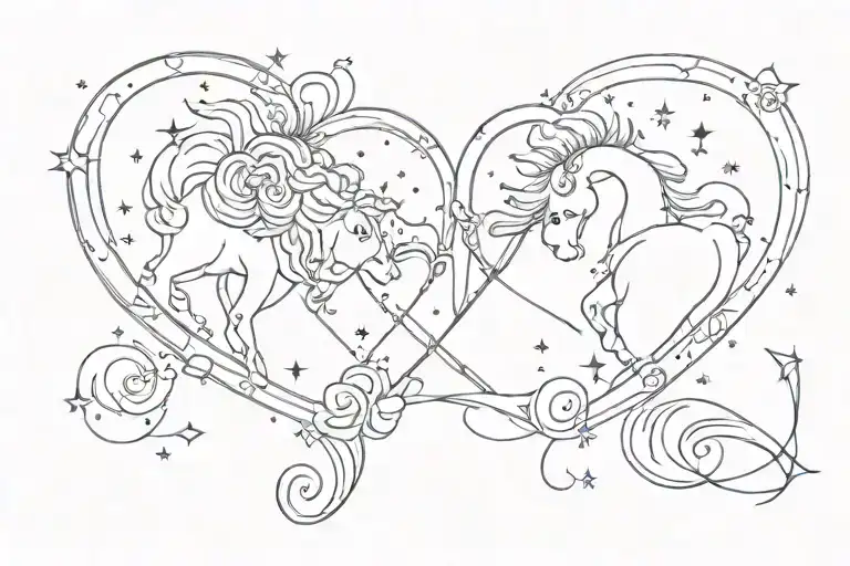 2 Hearts With Aries Constellation And Gemini Constellation