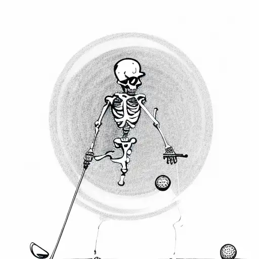 Skeleton Golfer With Golf Club