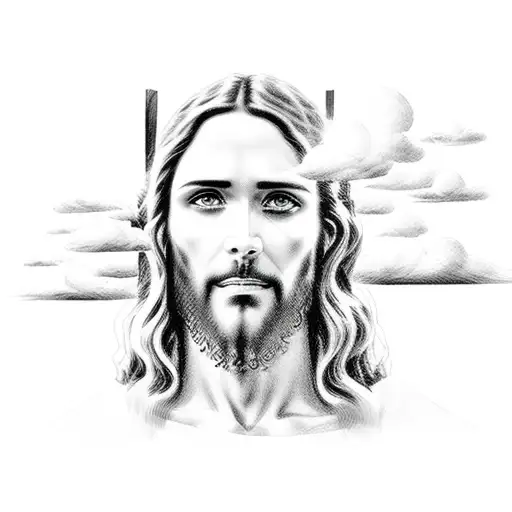 Jesus With Clouds And 3 Crosses