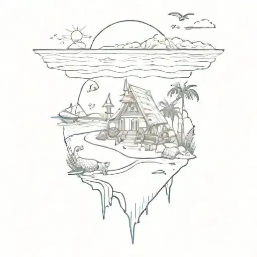 A Creative Design Featuring A Beach Scene With Animals From Favorite Books Roaming In The Foreground