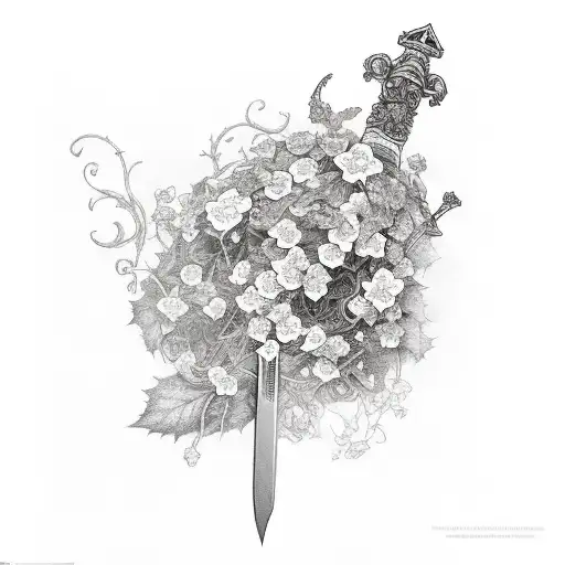 Sword With Ivy And Flowers Wrapped Around It