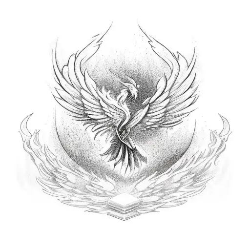 Rising Phoenix Which Holds Red Rose In Claws