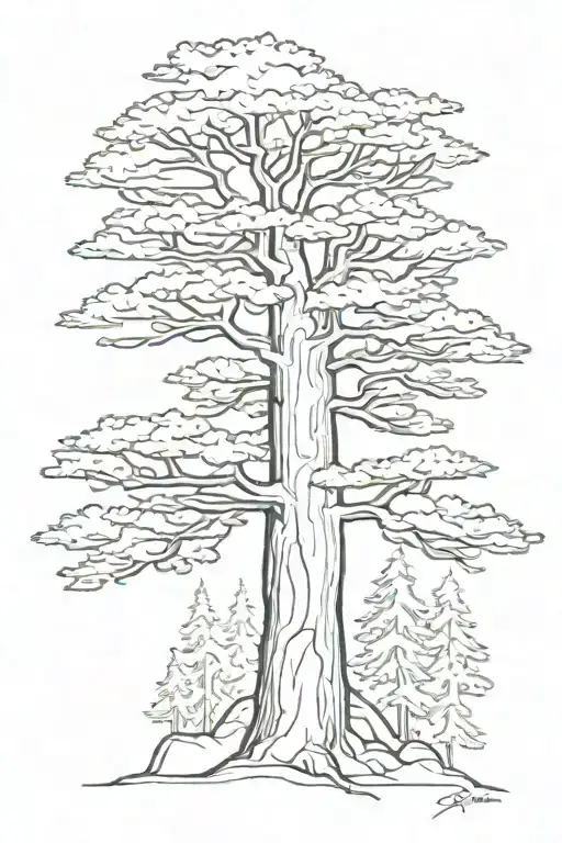 Tall And Skinny Sequoia Tree Silhouette