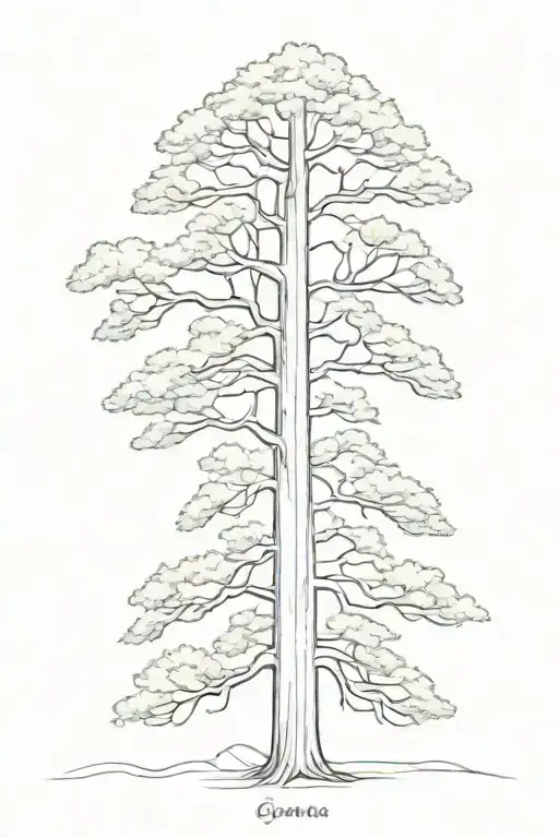 Dainty Sequoia Tree Black Silhouette