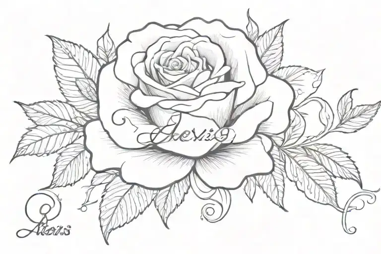 The Name Alexis In Cursive With A Rose With It No Stem Of Any Kind