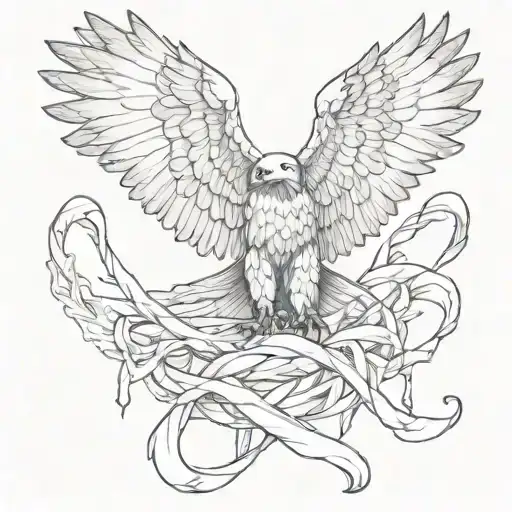 Eagle Holding Butterfly And Cancer Ribbon Intertwined