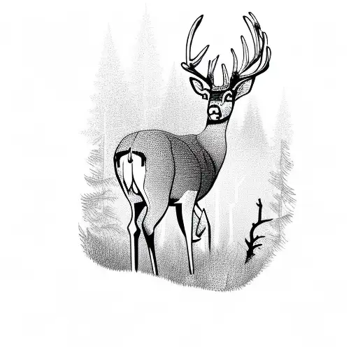 A Majestic Deer Standing Tall In A Dense Forest