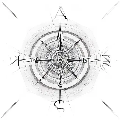 Enneagram Symbol Overlaying A Compass And Clock