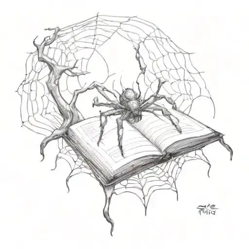 Spider And A Book Open
