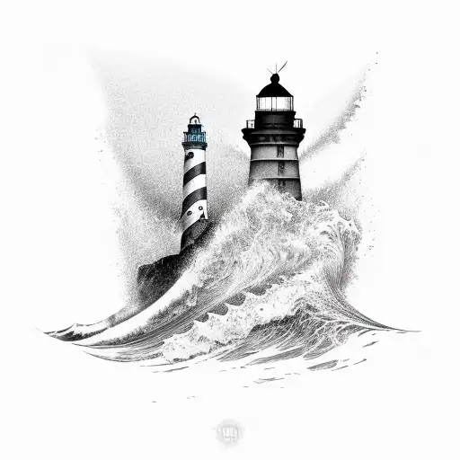 A Lighthouse Made As Coffee Mug With Waves Crashing Around It