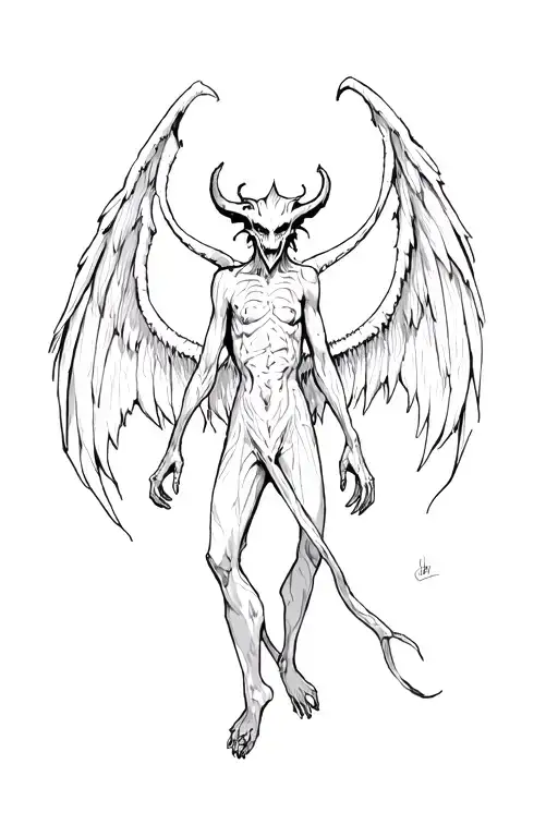 Demon With Wings In The Style Of Junji