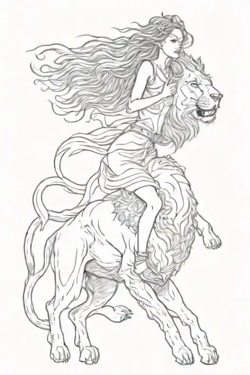 Woman Riding Lion