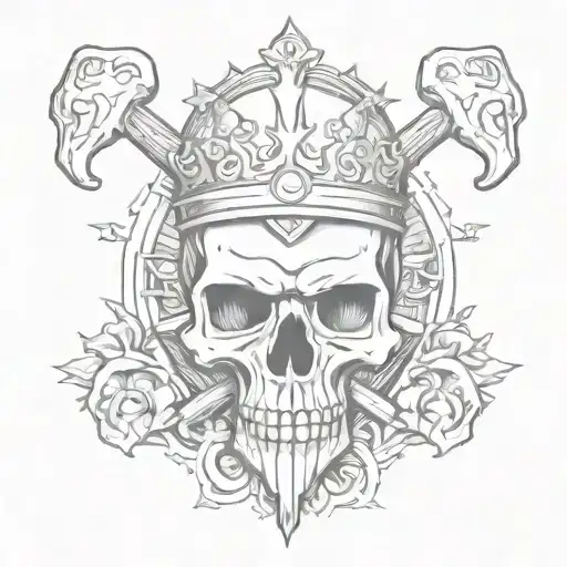 Word Krossbones With Skull And Thron With Two Hound