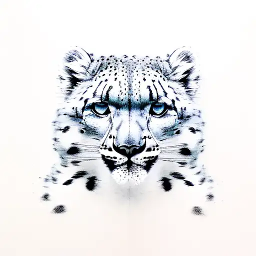 Snow Leopard Camouflaged In A Snowy Forest