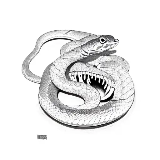 Snake With A Pike In His Mouth