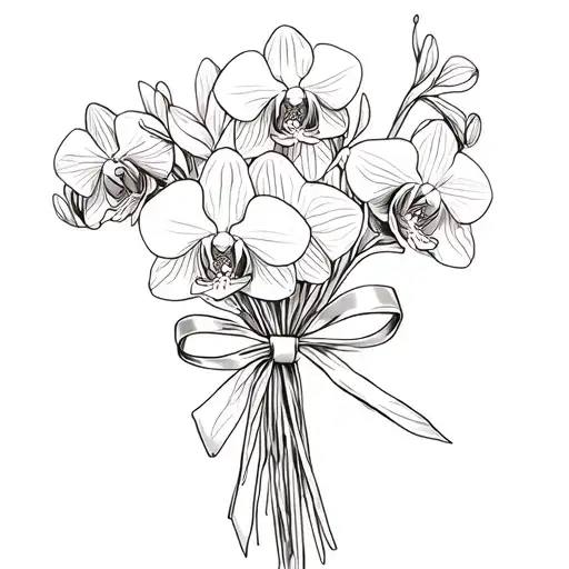 Mini Bouquet Of Orchids With A Ribbon Tied