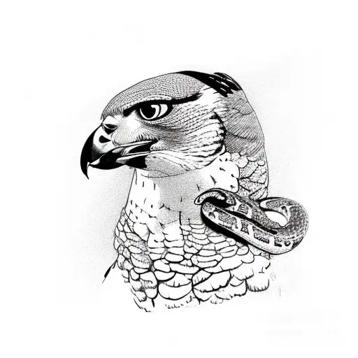 Peregrine Falcon Carrying Snake