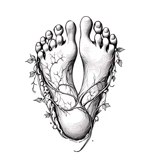 Baby Foot Print With Ivy Vines