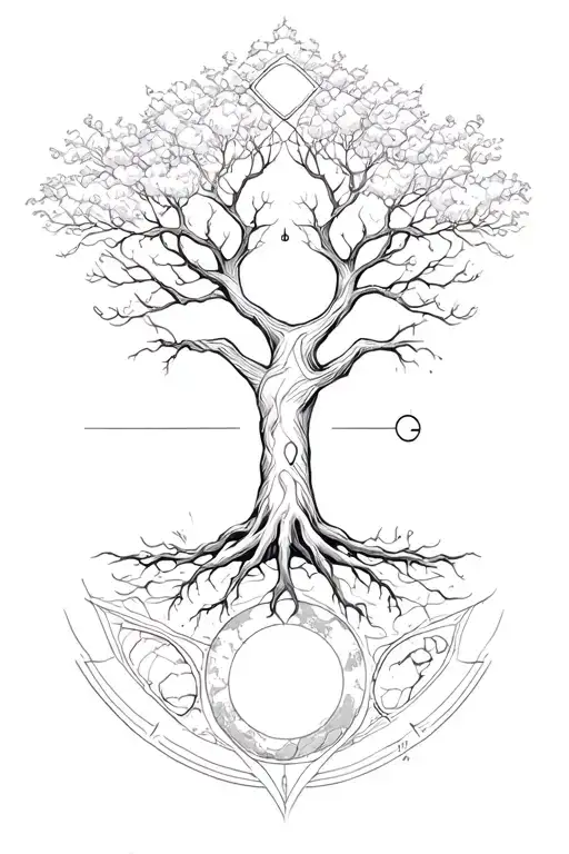 Alchemy Earth Symbol With Tree