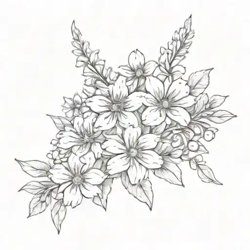 Daisy And Delphinium Flower Intertwined