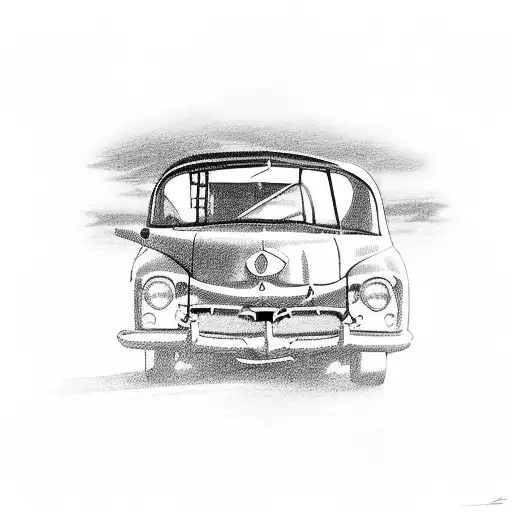 A Vintage Car Parked Near A Peaceful Beach