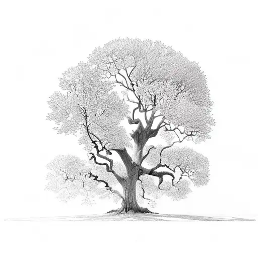 Sunrise With Oak Tree