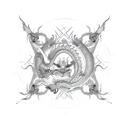 Dragon Flying Around In A Circular Pattern